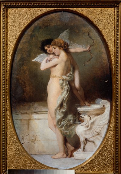 美と愛。 Henryk Siemiradzki (1843-1902) の絵画、キャンバスに油彩 作： Henryk Siemieradzki