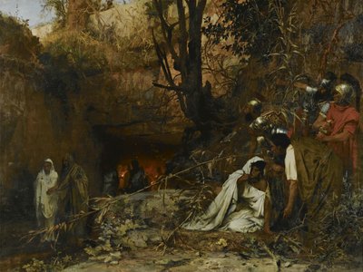 地下墓地の入り口にあるキリスト教の迫害者、1874年 作： Henryk Siemiradzki