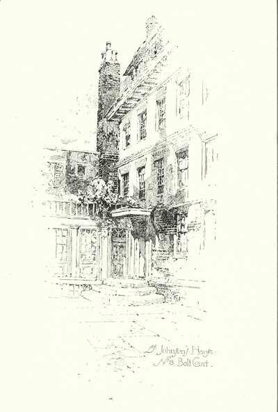 ロンドン、ボルト・コート8番地のDr.Johnsons House（リトグラフ版 作： Herbert (after) Railton