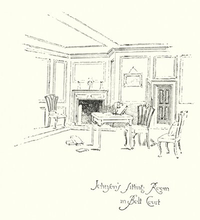 ロンドン、ボルトコートのDr.Johnsons Sitting Room（リトグラフ 作： Herbert (after) Railton
