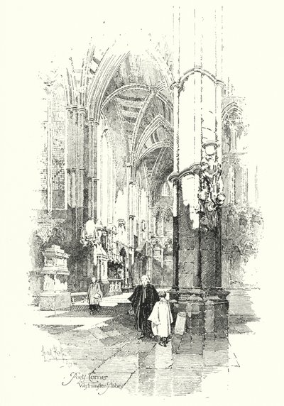 ロンドン、ウェストミンスター寺院、ポエッツコーナー（リトグラフ 作： Herbert (after) Railton