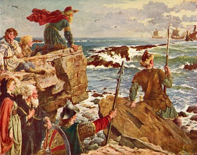 デンマーク人が英語チャンネルc.877を航海中。カッセルのイングランドの歴史、1901年発行 作： Herbert Alfred Bone