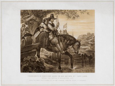ジェーンレーンの脱出を助けた変装したチャールズ2世... 1651年、19世紀 作： Herbert Bourne