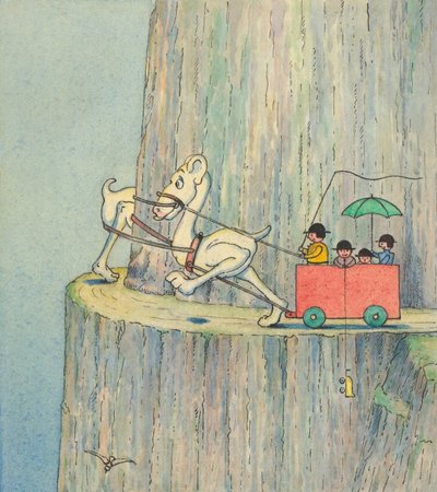 崖の道を登る人物、1910年頃 作： Herbert E. Crowley