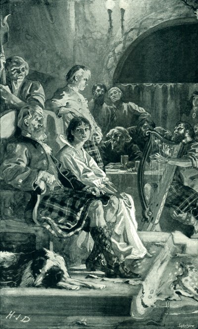 17世紀のハイランドチーフテンのホールのシーン 作： Herbert James Draper