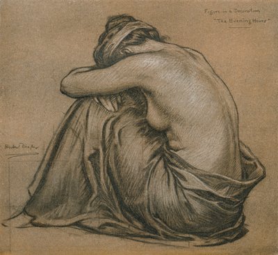 装飾のための研究、夜の時間、c1916 作： Herbert James Draper