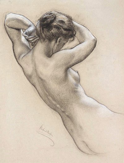 19世紀後半または20世紀初頭の水のニンフの研究。 作： Herbert James Draper