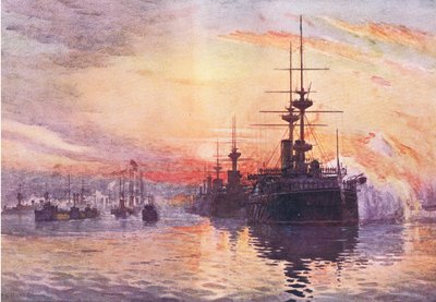 ビクトリア女王最後の航海1901年2月1日、キャッセルズイングランドの歴史、1900年代のイラスト 作： Herbert Kerr Rooke