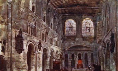 修復前のSt Bartholomewの内部（カラーリトグラフ 作： Herbert Menzies (after) Marshall