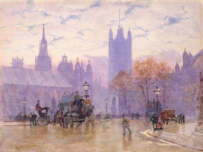 国会議事堂の朝、1889（紙にトイレ）（26735のペア） 作： Herbert Menzies Marshall