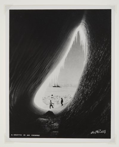 氷山の洞窟（臭化物プリント） 作： Herbert Ponting