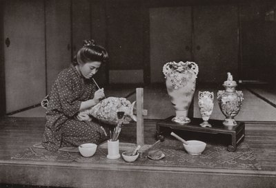 陶器の絵師（モノクロ写真 作： Herbert Ponting