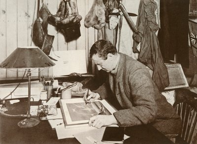 ウィルソン博士がP. 258、1911、1913で与えられたスケッチを作成する 作： Herbert Ponting