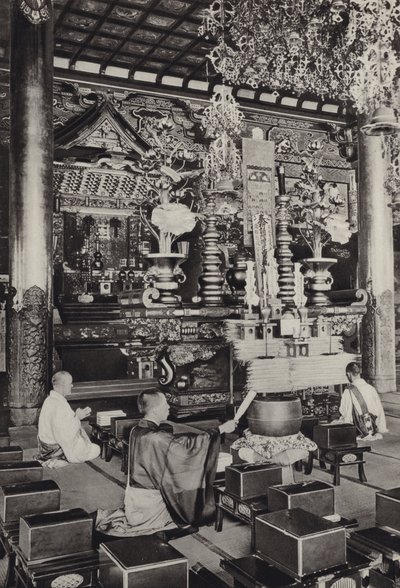 1920年代の日本。大森、池上寺（仏教）（モノクロ写真 作： Herbert Ponting