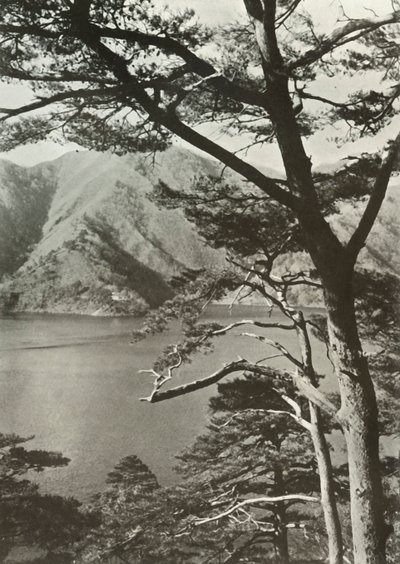 湖を渡るホテル、庄司、1910年。 作： Herbert Ponting