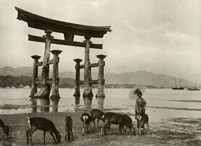 宮島の古い鳥居、1910年。 作： Herbert Ponting