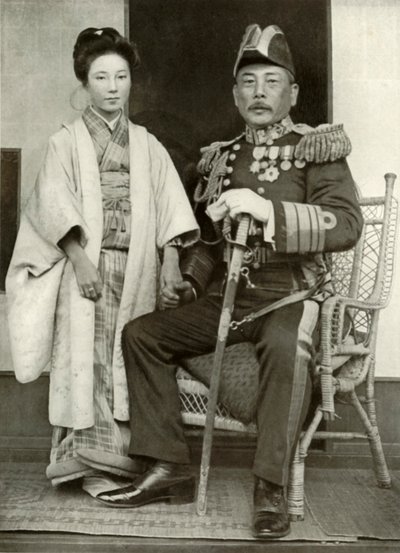 上村副提督とその娘星子、1910年。 作： Herbert Ponting
