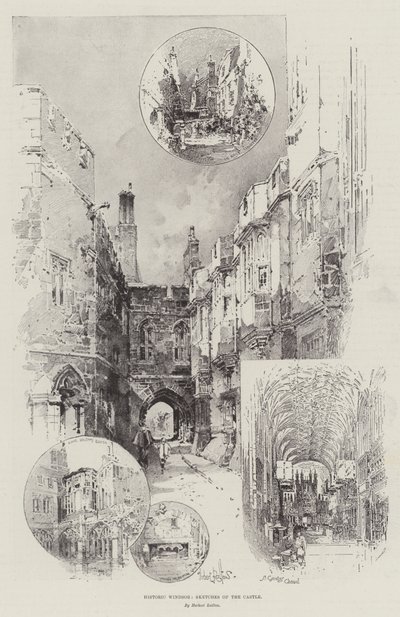 歴史的なウィンザー、城のスケッチ 作： Herbert Railton