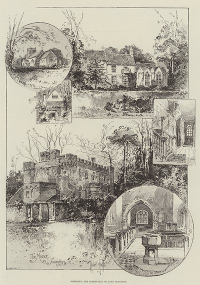 テニスン卿の生誕地、サマースビー 作： Herbert Railton