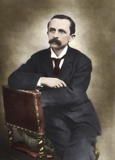 1893年にバローが撮影したJ.M.Barrieの肖像 - James Matthew Barrie (1860-1937), Scottish writer, creator of Peter Pan - カラー写真。 作： Herbert Rose Barraud