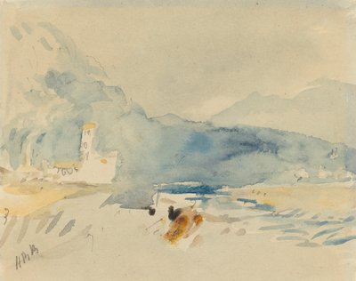 山と小川のある風景。 作： Hercules Brabazon Brabazon