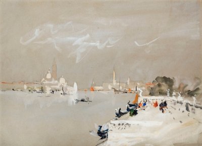 ラグーンの向こう、ヴェネツィア（水彩画） 作： Hercules Brabazon Brabazon