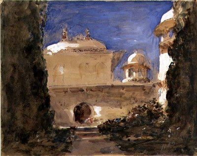 寺院の庭（水彩画） 作： Hercules Brabazon Brabazon