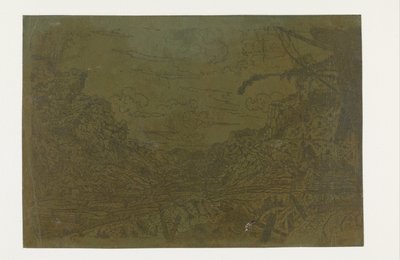 船跡のある山谷 木の切り株と船の残骸が前景にある山の谷 作： Hercules Segers