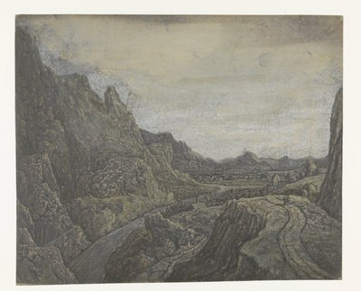 道と川のある岩場の風景 作： Hercules Segers