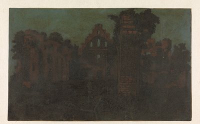 ラインスブルク修道院の廃墟、拡大版 南から見たラインスブルク修道院の廃墟: 拡大版 作： Hercules Segers