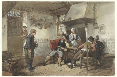 旅館にいる何人かの男性と兵士 作： Herman Frederik Carel ten Kate