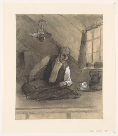 屋根裏部屋で仕事中のテーラー 作： Herman Heijenbrock (possibly)