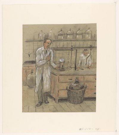 実験室で 2 人の男性 作： Herman Heijenbrock (possibly)