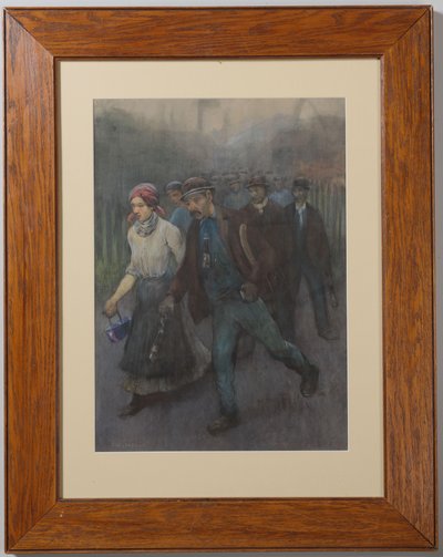 鉱山労働者の妻と歩く鉱山労働者 作： Herman Heijenbrock