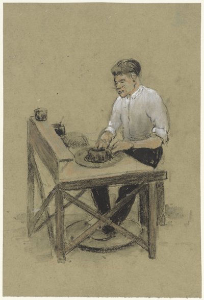 彼のろくろで陶工 作： Herman Heijenbrock
