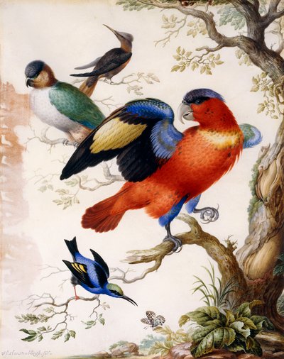 森の中の4羽の鳥、 作： Herman Henstenburgh
