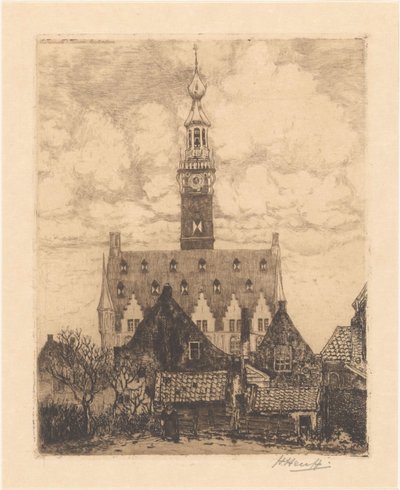 ヴィーレの市庁舎 作： Herman Heuff (signed by artist)
