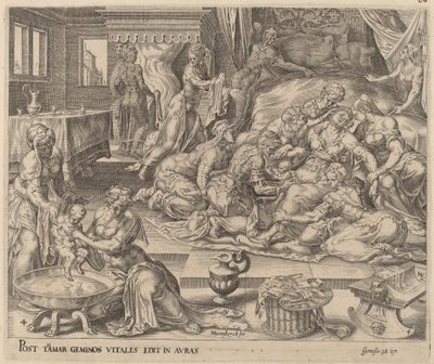 ファレスとザラの誕生 作： Herman Jansz Muller after Maerten van Heemskerck