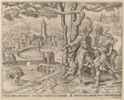 子供と一緒のアデュラマイトのヒラ 作： Herman Jansz Muller after Maerten van Heemskerck