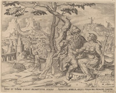 タマルに誓約を与えるユダ 作： Herman Jansz Muller after Maerten van Heemskerck
