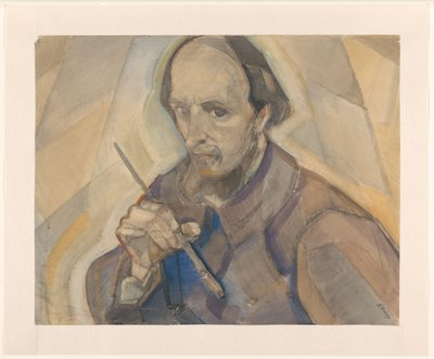 ブラシを使った自画像 作： Herman Kruyder (signed by artist)
