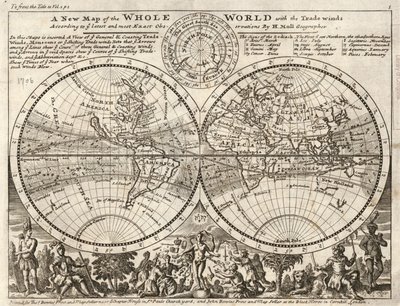 最新かつ正確な観測に基づく貿易風による新しい世界地図 LOC 2017585657 作： Herman Moll