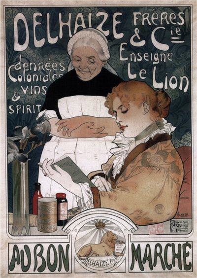 DelhaizeFrères＆Cieビスケットの広告ポスター、1900 作： Herman Richir
