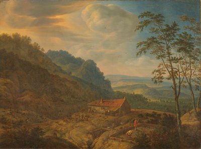 農場のある山岳風景 作： Herman Saftleven