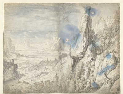 キリストの誘惑のある広い風景 作： Herman Saftleven