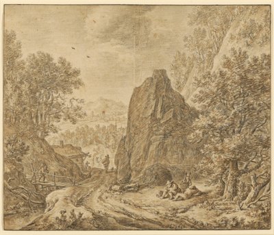 人物のいる山の風景 作： Herman Saftleven the Younger