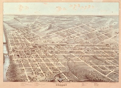 1872年、テキサス州ダラスのストリートマップ 作： Herman attr. to Brosius
