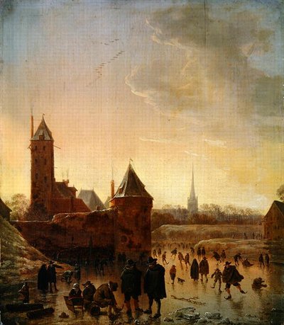 ユトレヒトの城壁の前でアイススケート 作： Herman the Younger Saftleven