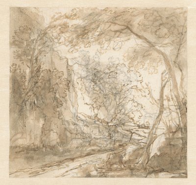 木々の間の道のある風景 作： Herman van Swanevelt (possibly)