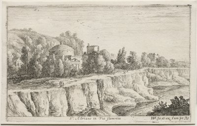 ローマとその周辺の多様な景色：フラミニア通りの聖アドリアーノ、1653年。 作： Herman van Swanevelt